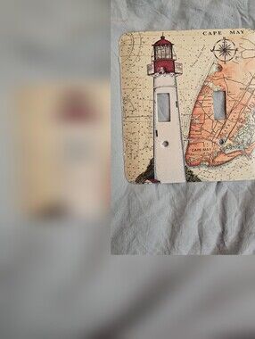 Lighthouse Nautical Switch plate Cover Double Red & White Donna Elias Cape May